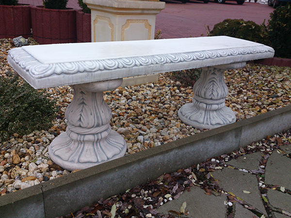 Gartenbank gerade, Steinguss,47 cm Gartenmöbel, Parkbank, Steinmöbel